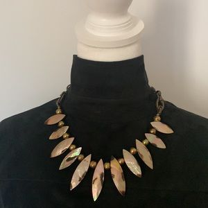Handcrafted mother of pearl / brass necklace